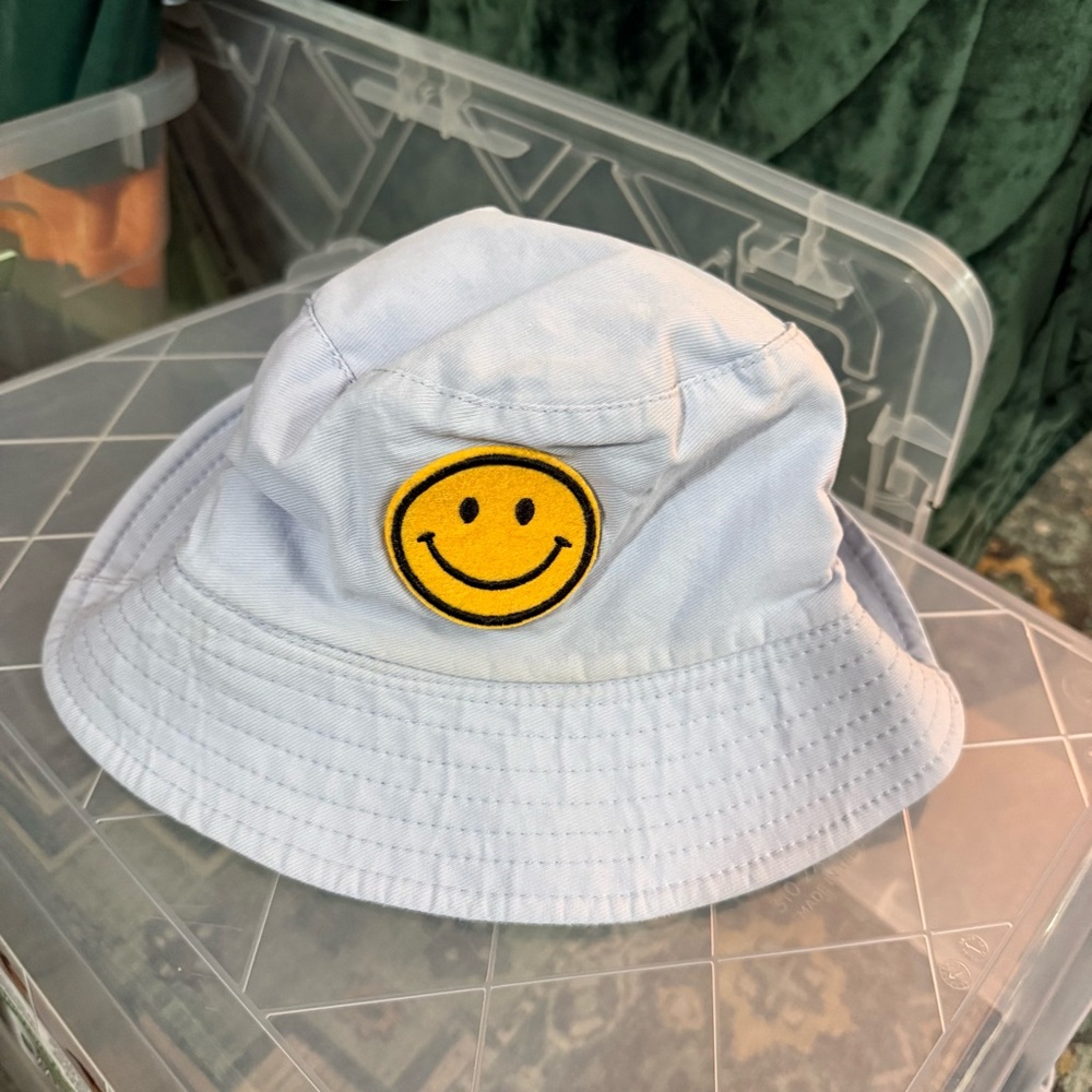 Reversible Smiley Face Light Blue Teal Tie Dye Bucket Hat